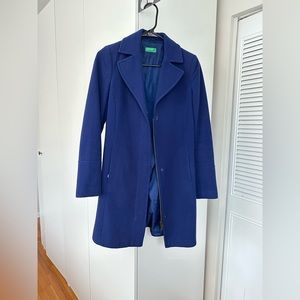 Sapphire Blue, Wool Coat - United Colors of Benetton
